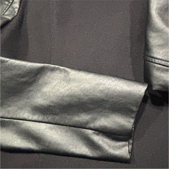 GUESS | Waterfall Women’s Open Front PU Leather Sleeves Wool Jacket M - Picture 13 of 16